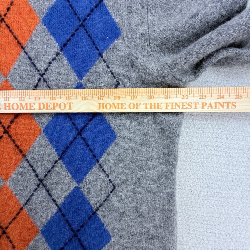 Vintage Abercrombie Fitch Sweater Mens XL Shetland Wool Argyle Gray V-Neck - Picture 6 of 7
